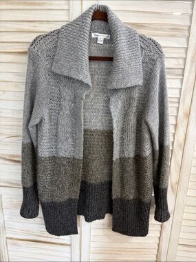 August Silk Grey Ombre Open-Front Women's Sweater Cardigan